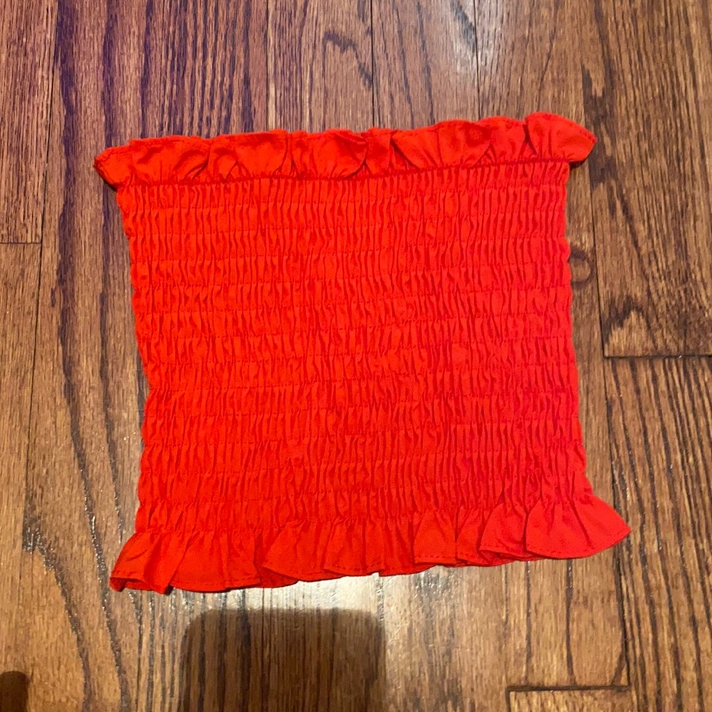 Red cropped tube top
